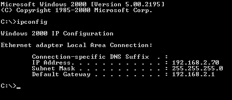 Graphic of Windows XP Ipconfig dialog box